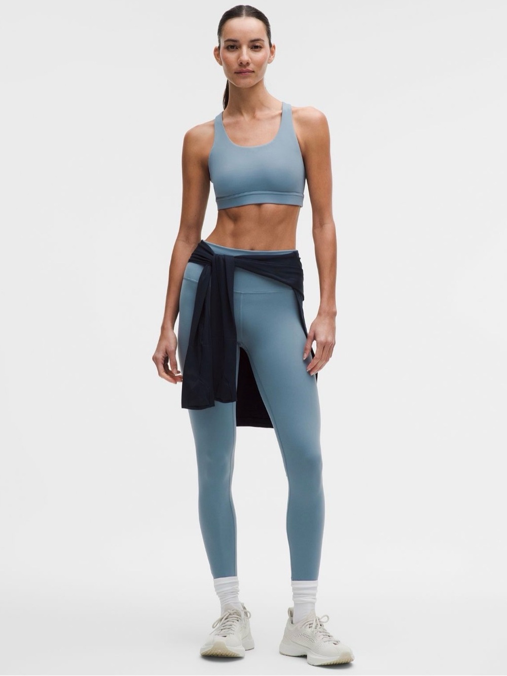 Lulu set in steel blue tights size 2, bra size 6